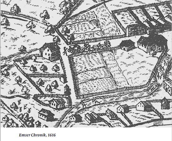 Ausschnitt aus der Hohenemser Landschaftstafel in der Embser Chronik von 1616.